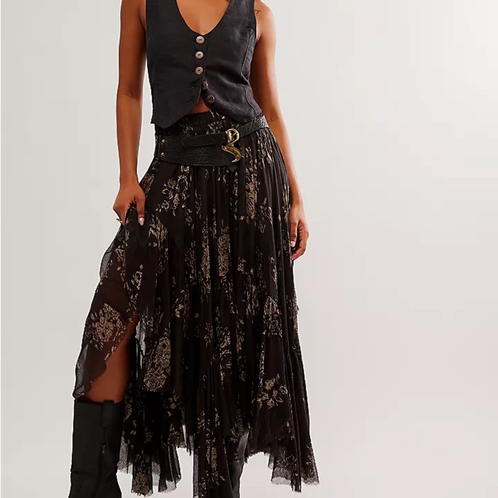 Free People Clover Skirt Black Combo